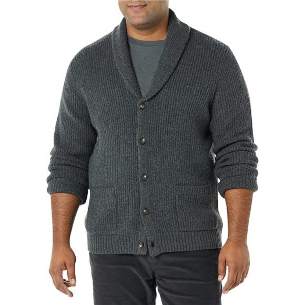 Men's Long-Sleeve Soft Touch Shawl Collar Cardigan
